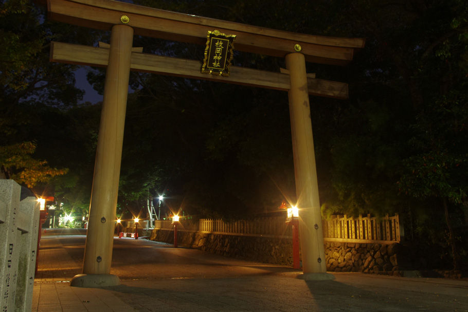 枚岡神社の「二の鳥居」。「一の鳥居」は近鉄奈良線を越えて下った町中に設置されている