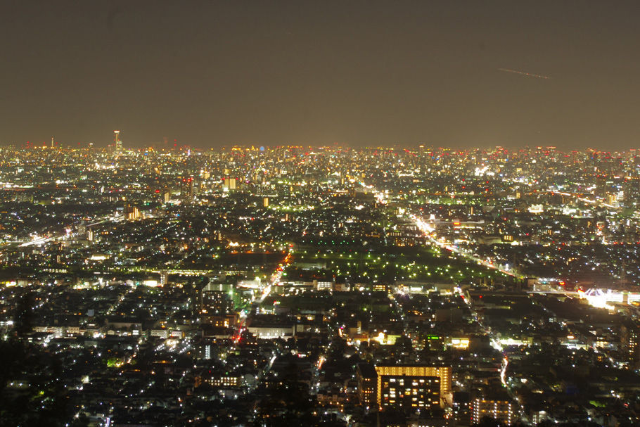 枚岡山展望台からの大阪平野の夜景