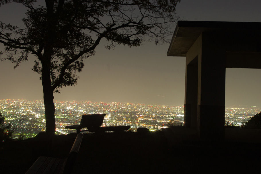 枚岡山展望台と大阪平野の夜景