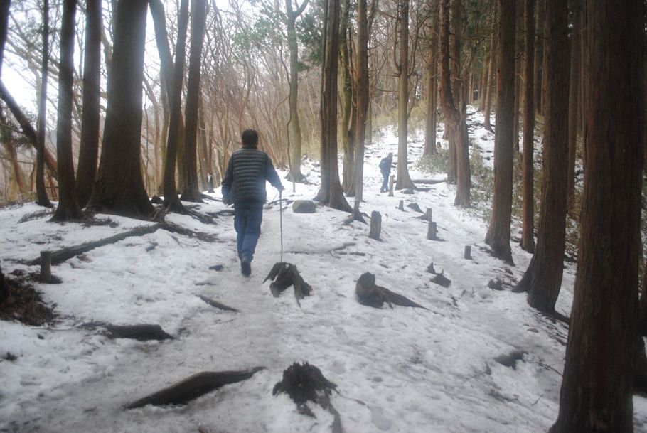 雪というより凍結した路面だった