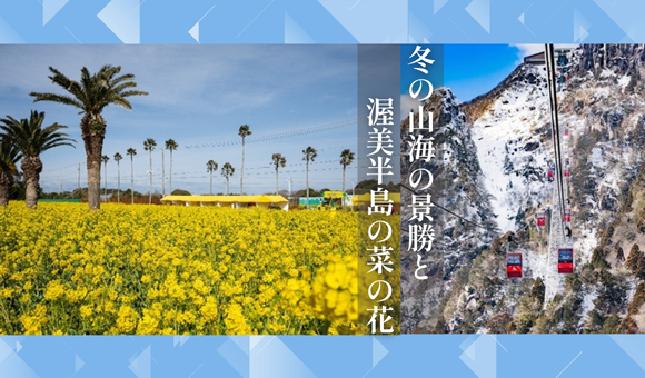 冬の山海の景勝と渥美半島の菜の花