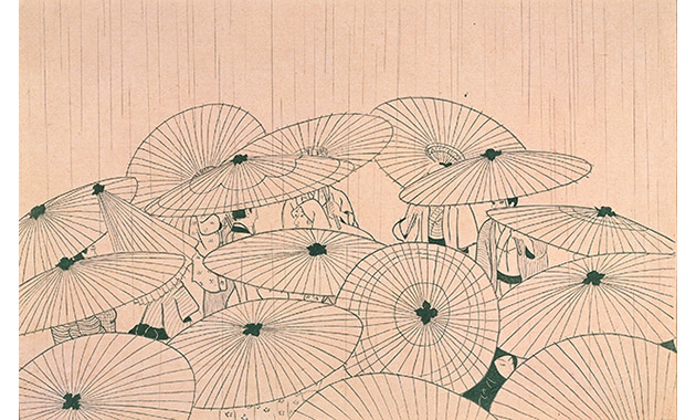 「密やかな美小村雪岱のすべて」【前期展示】《おせん》昭和16(1941)年頃※没後の刷り木版、紙埼玉県立近代美術館蔵