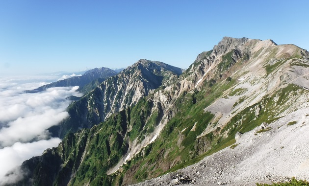 白馬岳から見た白馬鑓と杓子岳の眺め(イメージ)