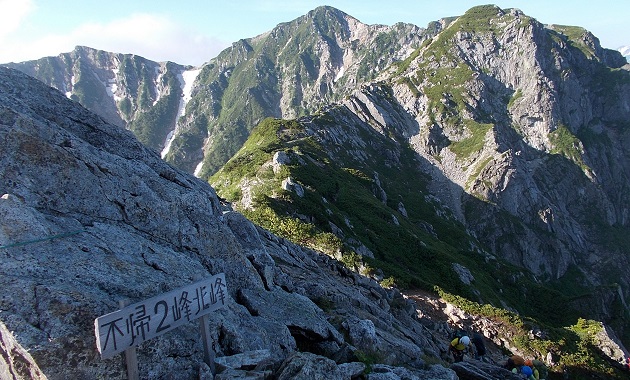 不帰2峰・厳しい岩稜帯が続く不帰キレット（イメージ）