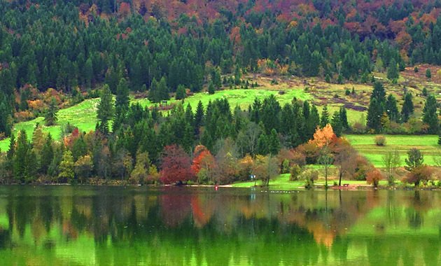 ボヒニ湖紅葉の映り込み（イメージ）